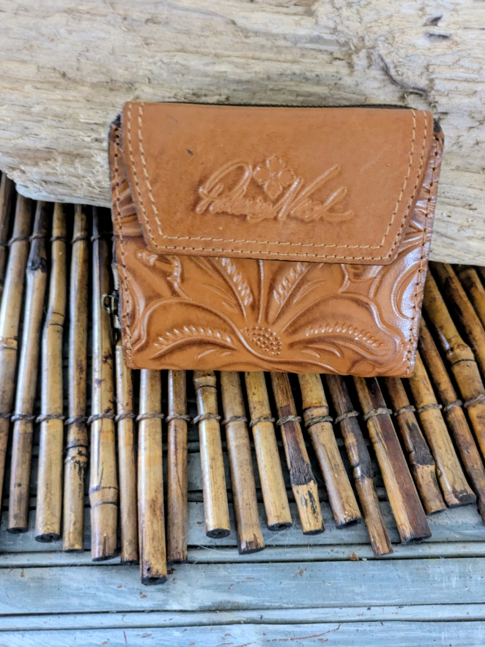 Patricia Nash Embossed Floral Leather Wallet - Brown